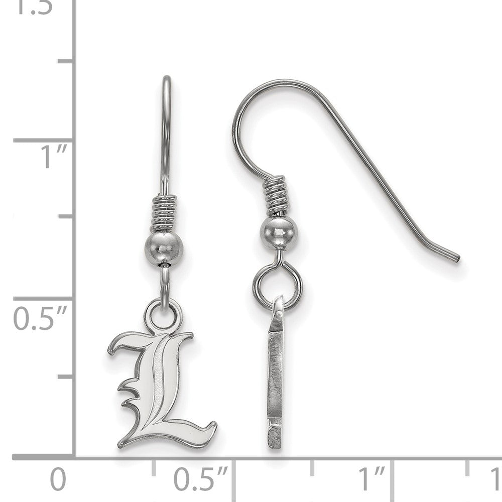 Sterling Silver Rhodium Plated Logoart University Of Louisville Letter L Extra Small Dangle Wire Earrings