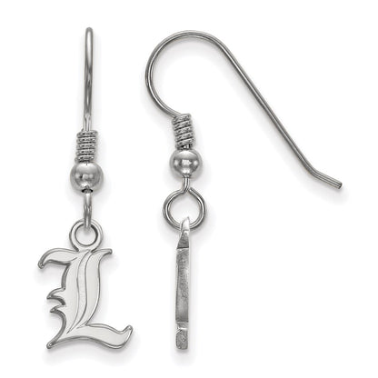 Sterling Silver Rhodium Plated Logoart University Of Louisville Letter L Extra Small Dangle Wire Earrings