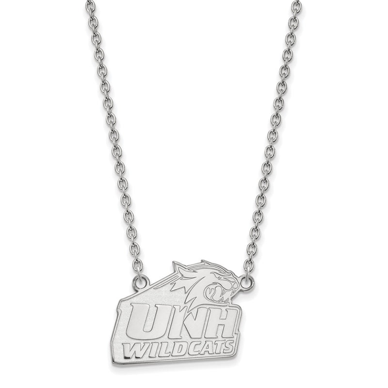 Sterling Silver Rhodium Plated Logoart University Of New Hampshire Large Pendant 18 Inch Necklace
