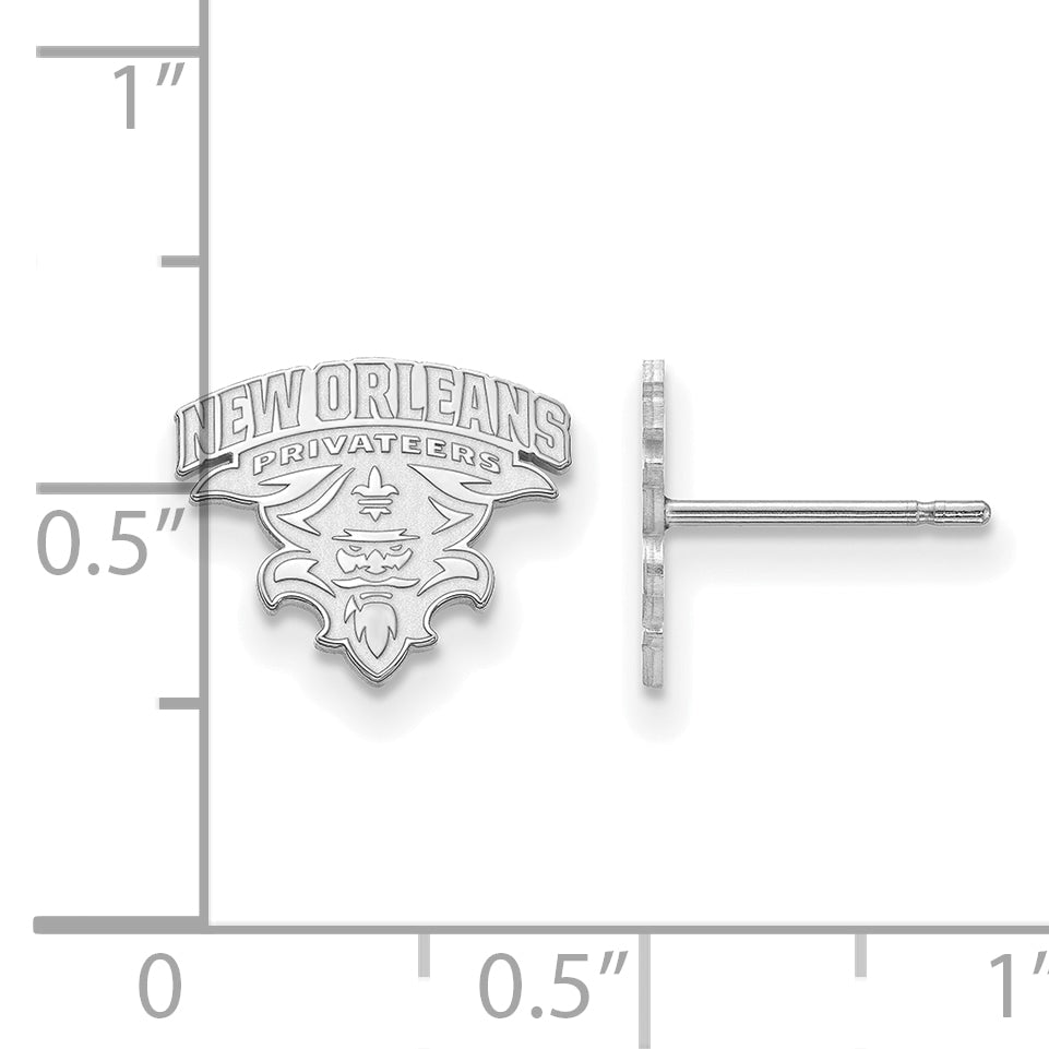 10K White Gold Logoart University Of New Orleans U N O Small Post Earrings