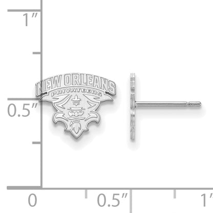 10K White Gold Logoart University Of New Orleans U N O Small Post Earrings