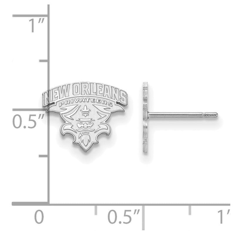 Sterling Silver Rhodium Plated Logoart University Of New Orleans U N O Small Post Earrings