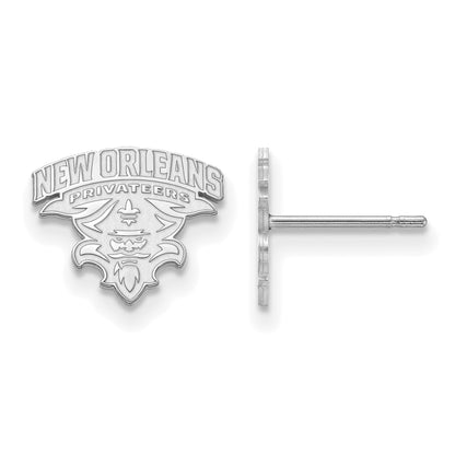 10K White Gold Logoart University Of New Orleans U N O Small Post Earrings