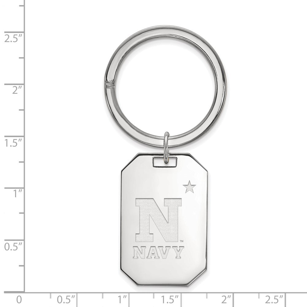 Sterling Silver Rhod-Pltd Logoart Us Naval Academy Key Ring