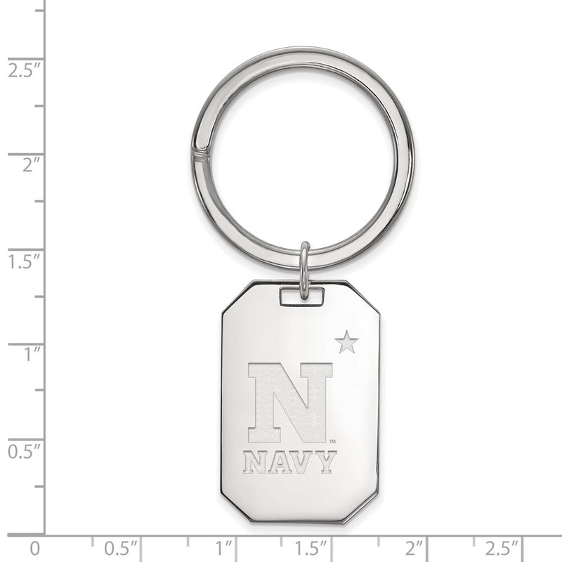 Sterling Silver Rhod-Pltd Logoart Us Naval Academy Key Ring