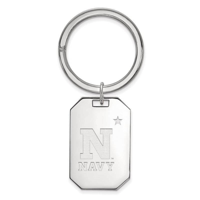 Sterling Silver Rhod-Pltd Logoart Us Naval Academy Key Ring