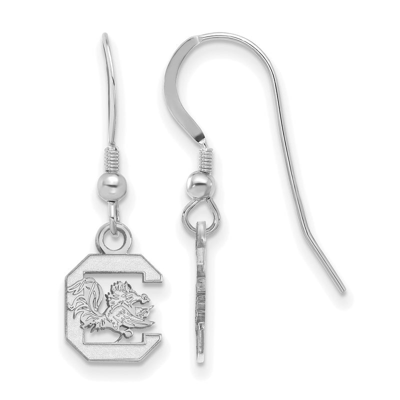 Sterling Silver Rhodium Plated Logoart University Of South Carolina Extra Small Dangle Wire Earrings