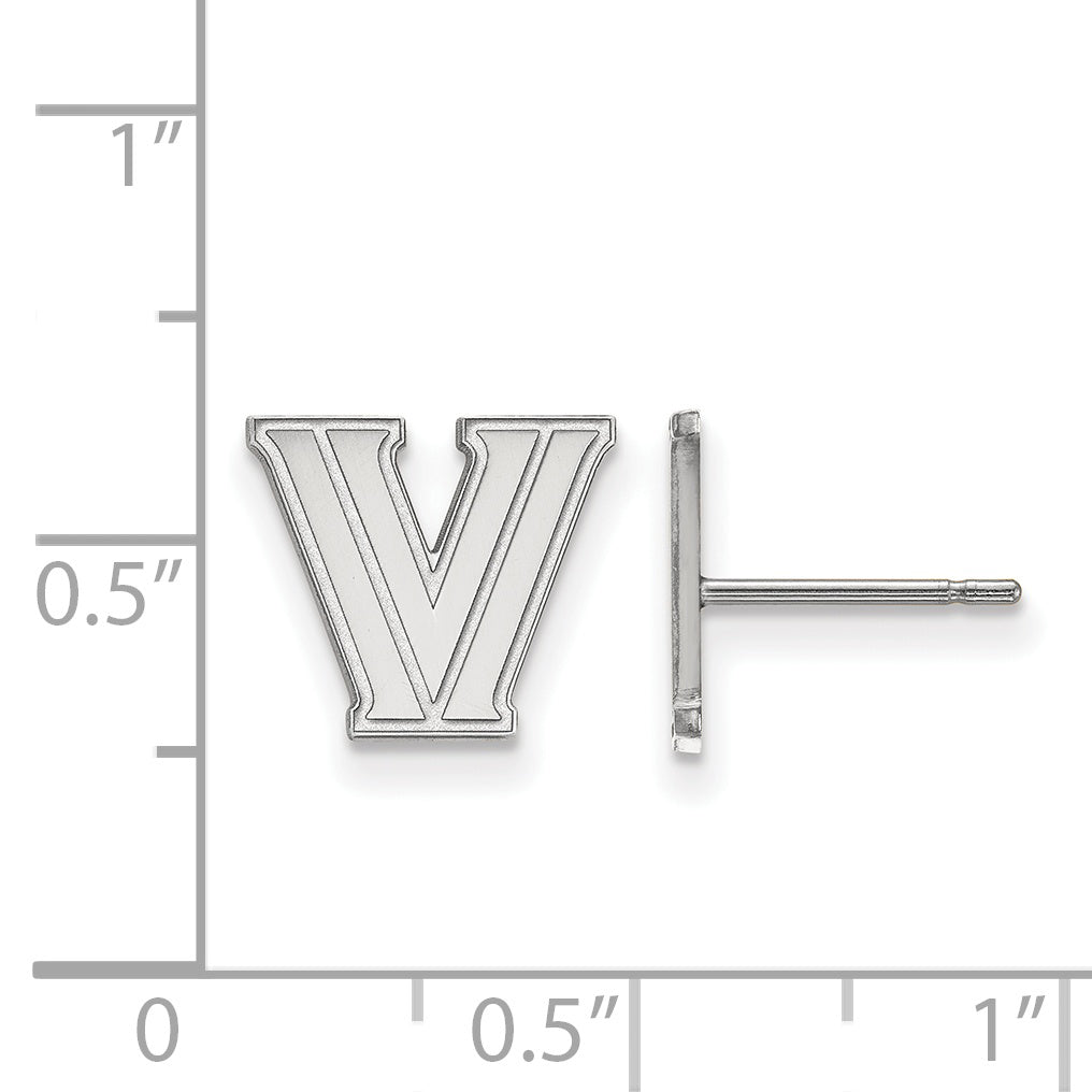 10K White Gold Logoart Villanova University Letter V Extra Small Post Earrings