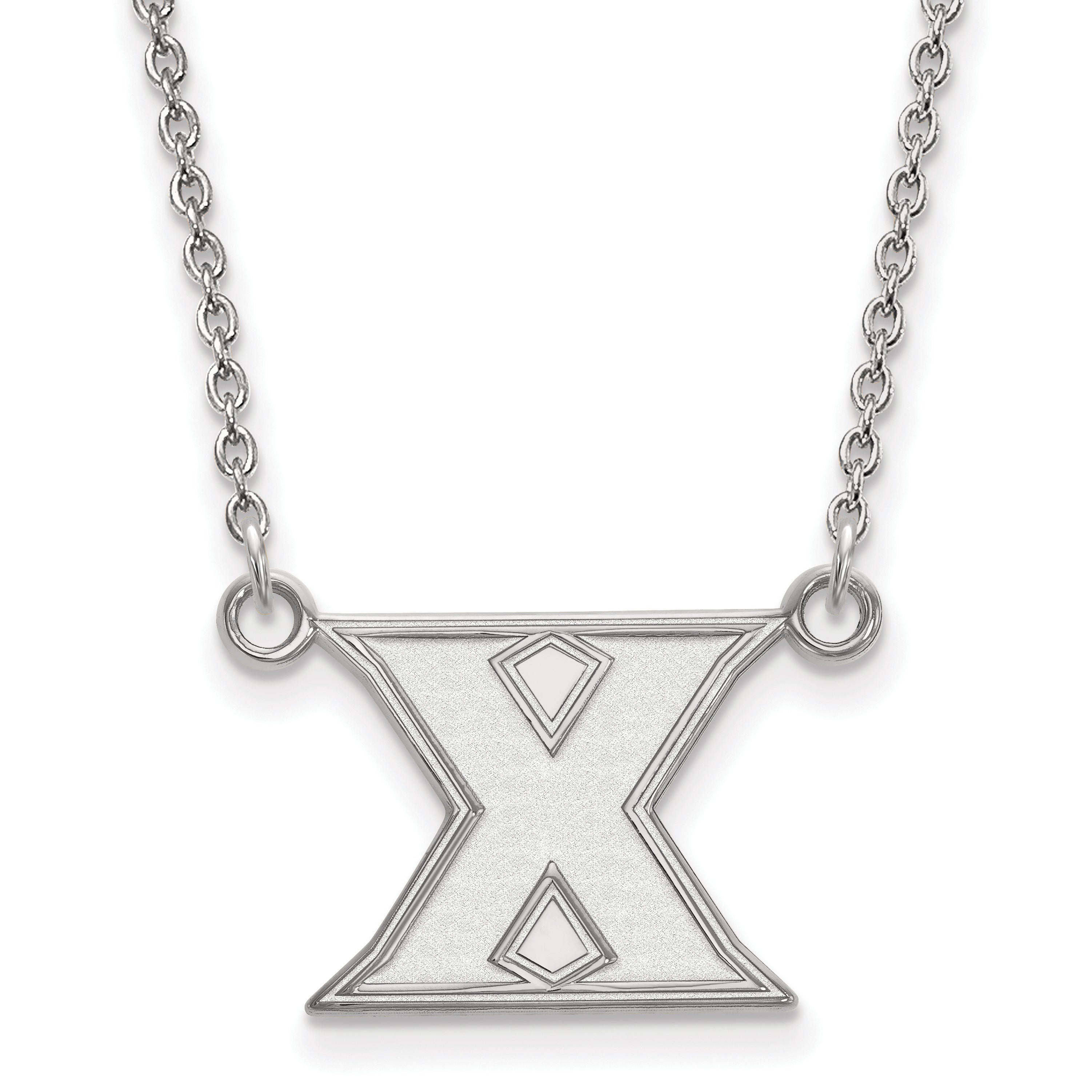 10K White Gold Logoart Xavier University Letter X Small Pendant 18 Inch Necklace