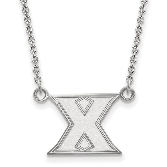 10K White Gold Logoart Xavier University Letter X Small Pendant 18 Inch Necklace