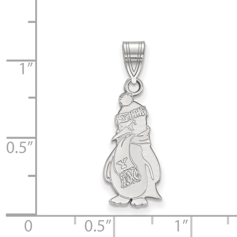 Sterling Silver Rhodium Plated Logoart Youngstown State University Penguin Large Pendant