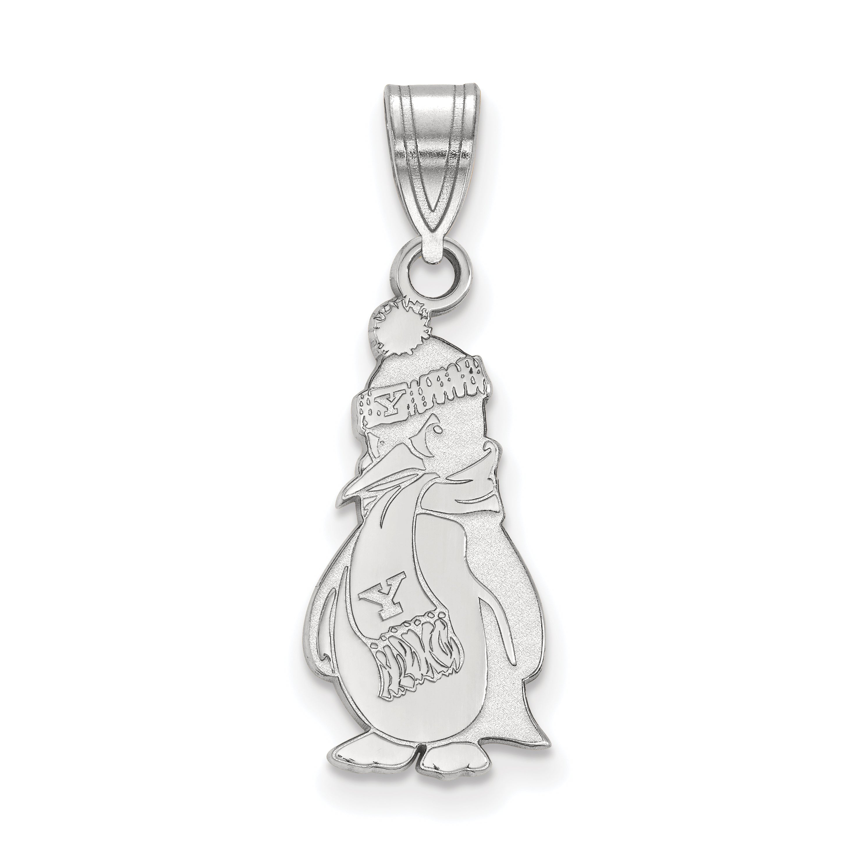 10K White Gold Logoart Youngstown State University Penguin Large Pendant