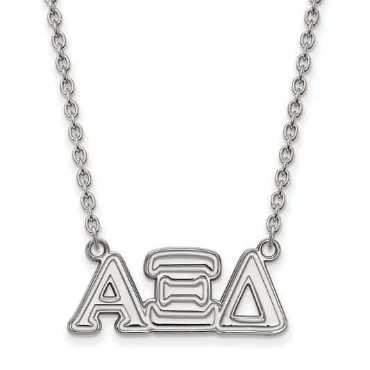 Sterling Silver Rhodium Plated Logoart Alpha Xi Delta Sorority Greek Letters Medium Pendant 18 Inch Necklace