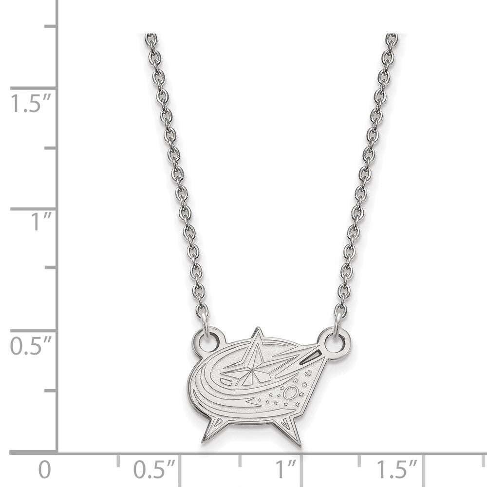 14K White Gold Nhl Logoart Columbus Blue Jackets Small Pendant 18 Inch Necklace