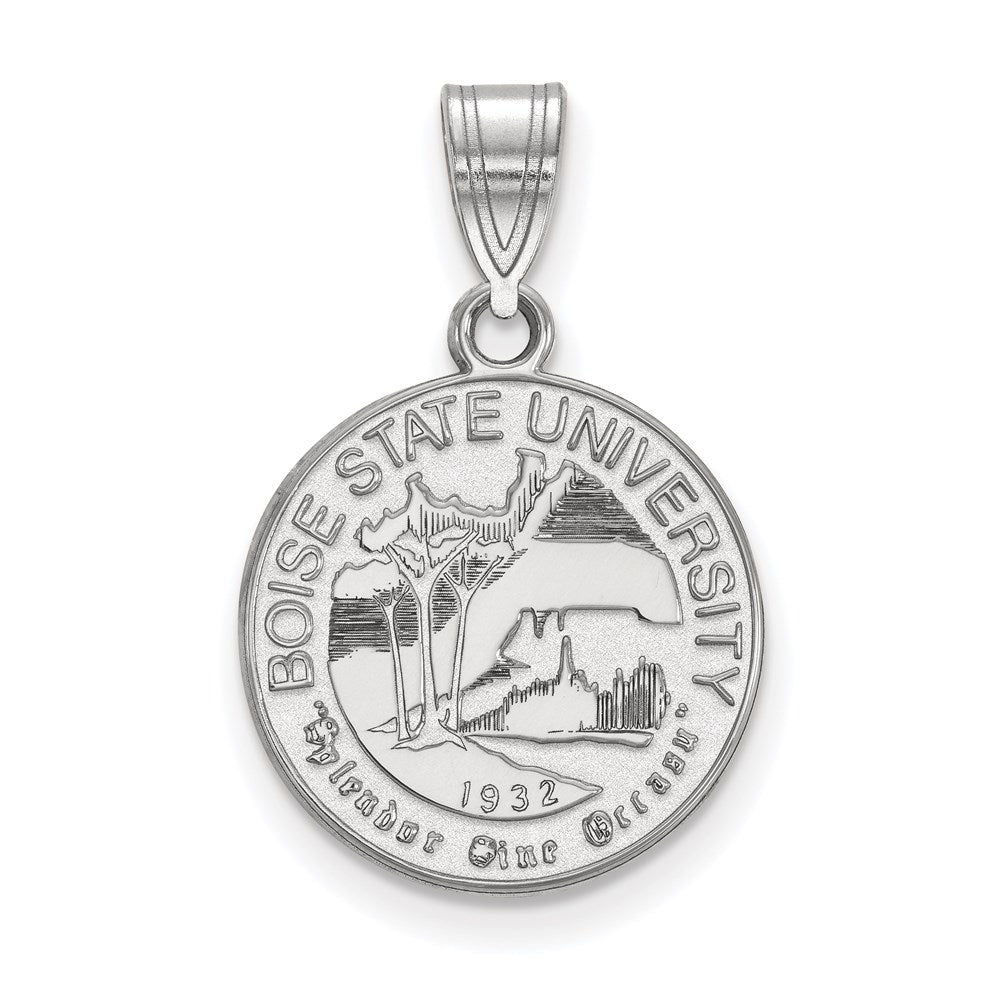 Sterling Silver Rhodium Plated Logoart Boise State University Medium Crest Pendant