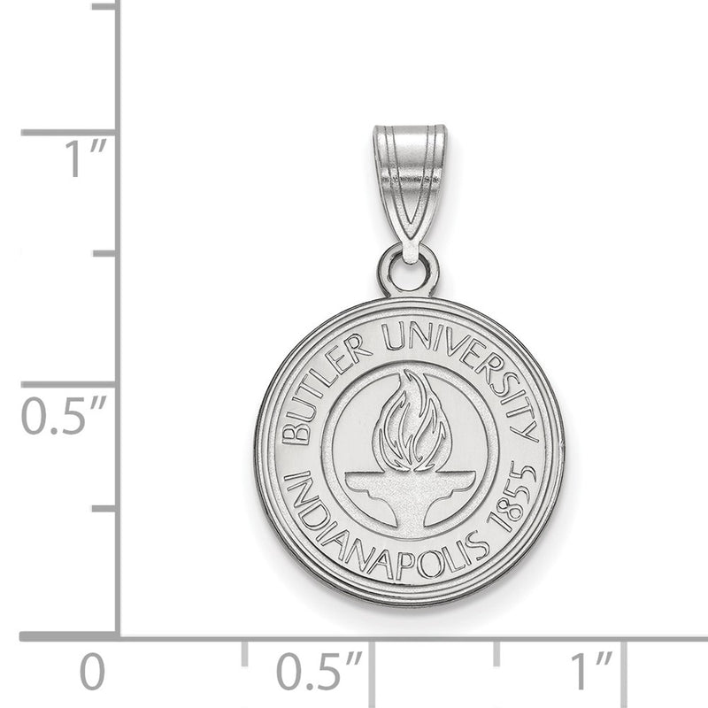 Sterling Silver Rhodium Plated Logoart Butler University Medium Crest Pendant