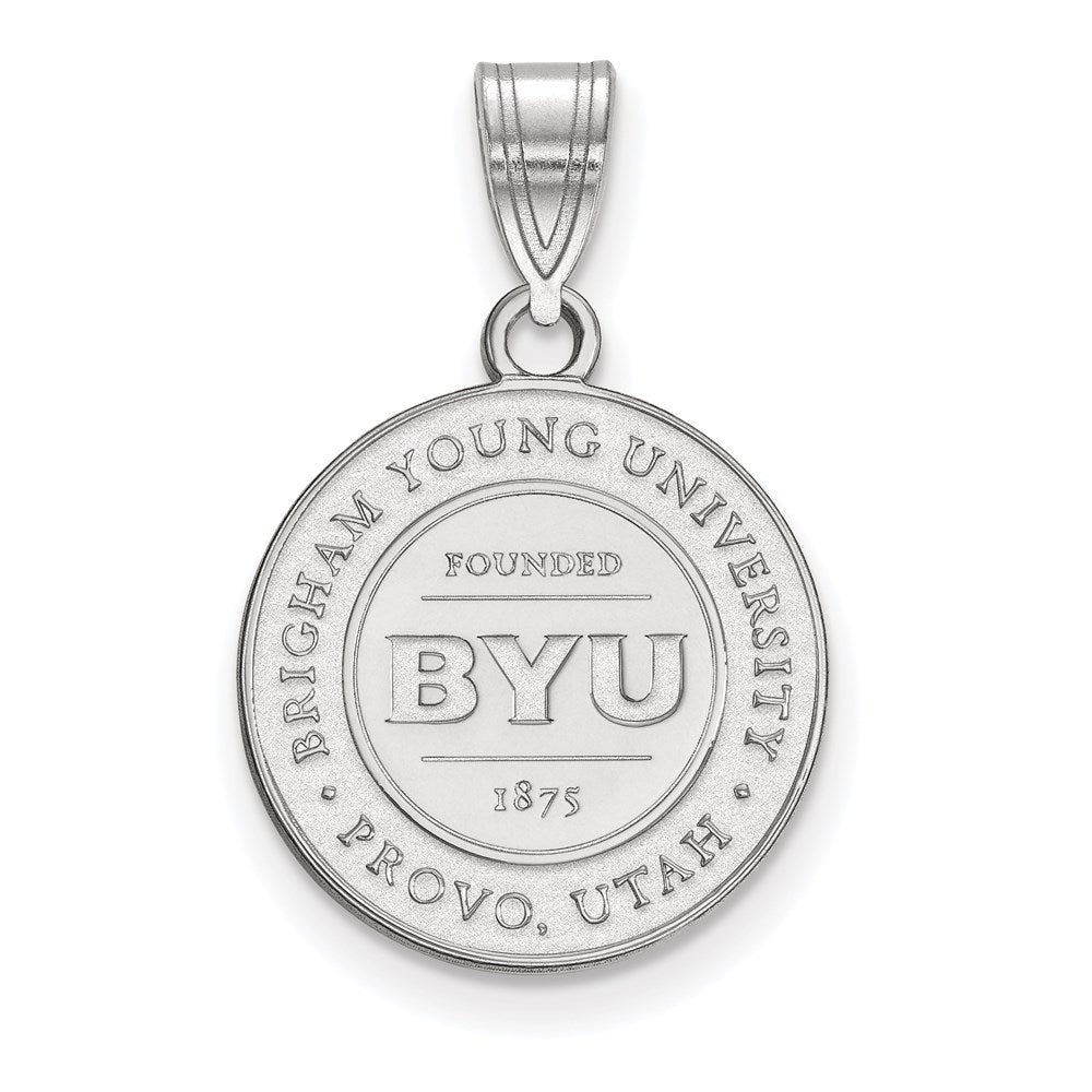 Sterling Silver Rhodium Plated Logoart Brigham Young University Medium Crest Pendant