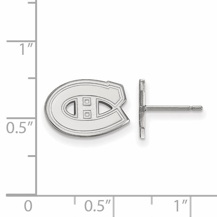 10K White Gold Nhl Logoart Montreal Canadiens Extra Small Post Earrings