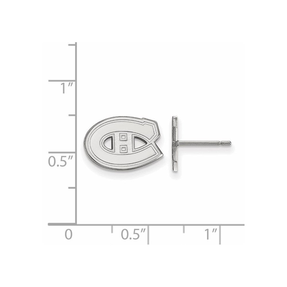 Sterling Silver Rhodium Plated Nhl Logoart Montreal Canadiens Extra Small Post Earrings
