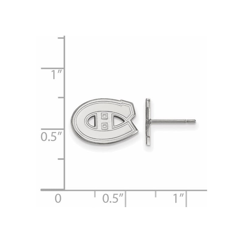 Sterling Silver Rhodium Plated Nhl Logoart Montreal Canadiens Extra Small Post Earrings