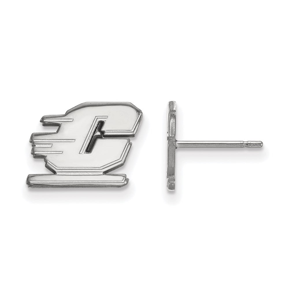 Sterling Silver Rhodium Plated Logoart Central Michigan University Letter C Extra Small Post Earrings