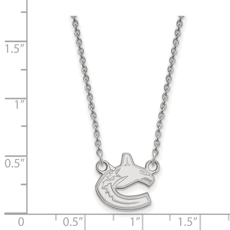 14K White Gold Nhl Logoart Vancouver Canucks Small Pendant 18 Inch Necklace