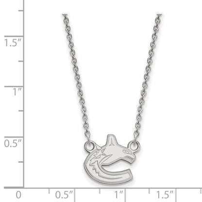 Sterling Silver Rhodium Plated Nhl Logoart Vancouver Canucks Small Pendant 18 Inch Necklace