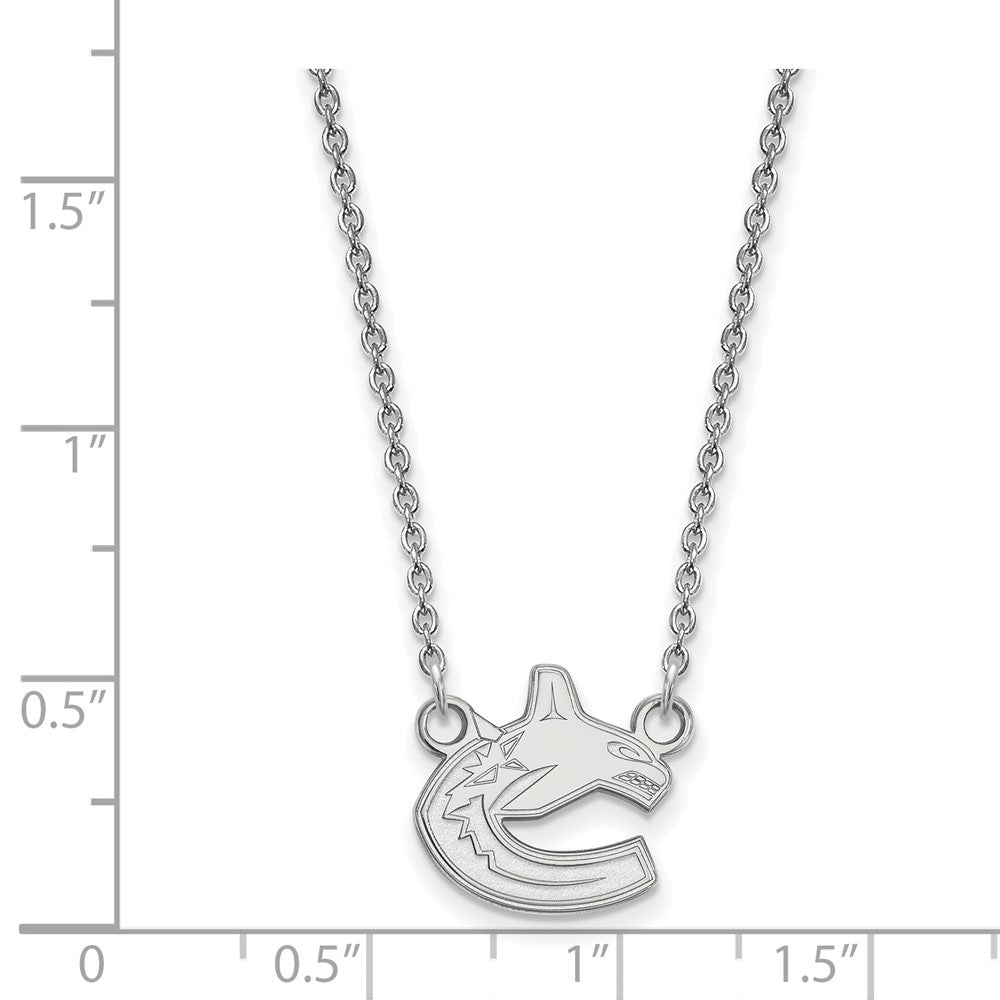 10K White Gold Nhl Logoart Vancouver Canucks Small Pendant 18 Inch Necklace