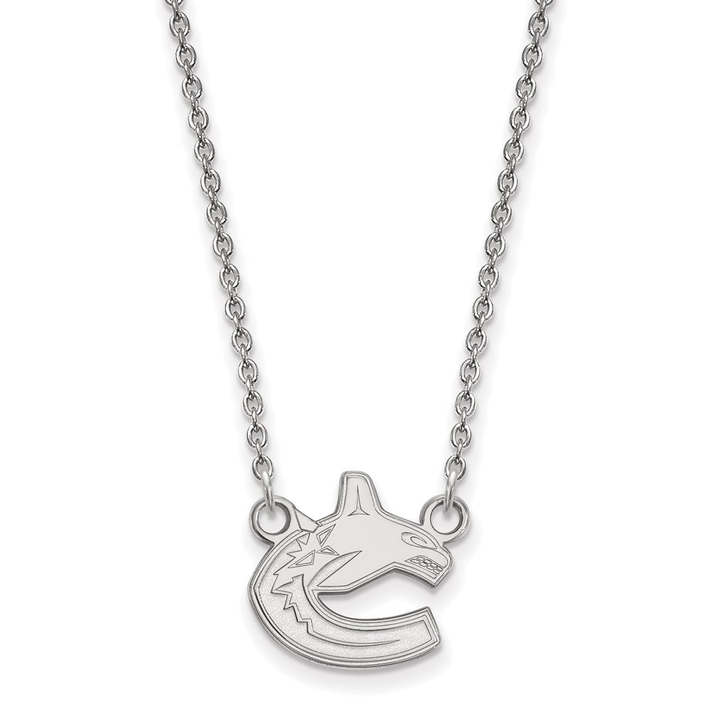 14K White Gold Nhl Logoart Vancouver Canucks Small Pendant 18 Inch Necklace
