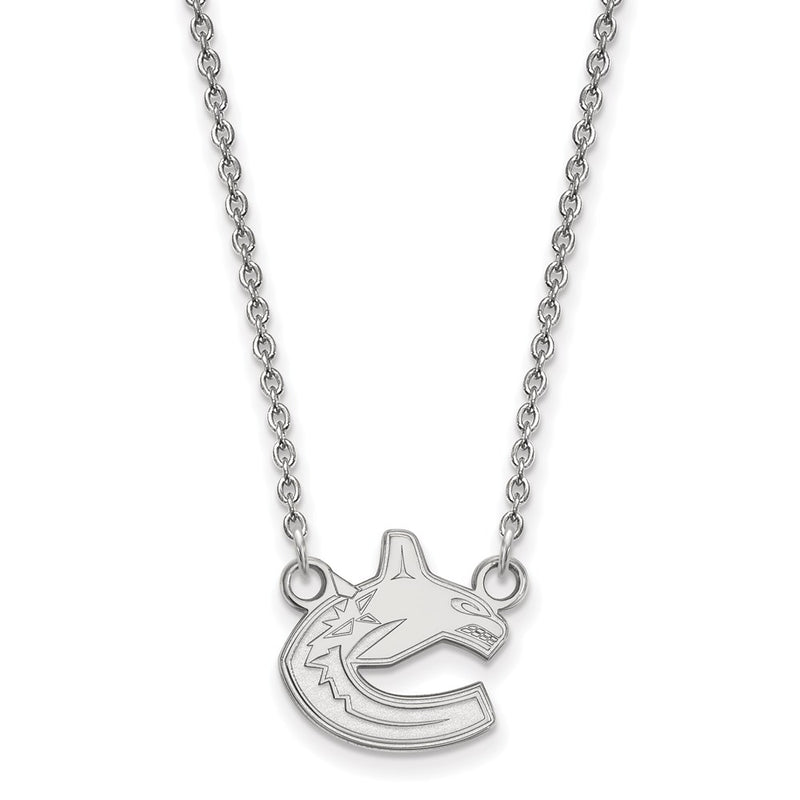 14K White Gold Nhl Logoart Vancouver Canucks Small Pendant 18 Inch Necklace