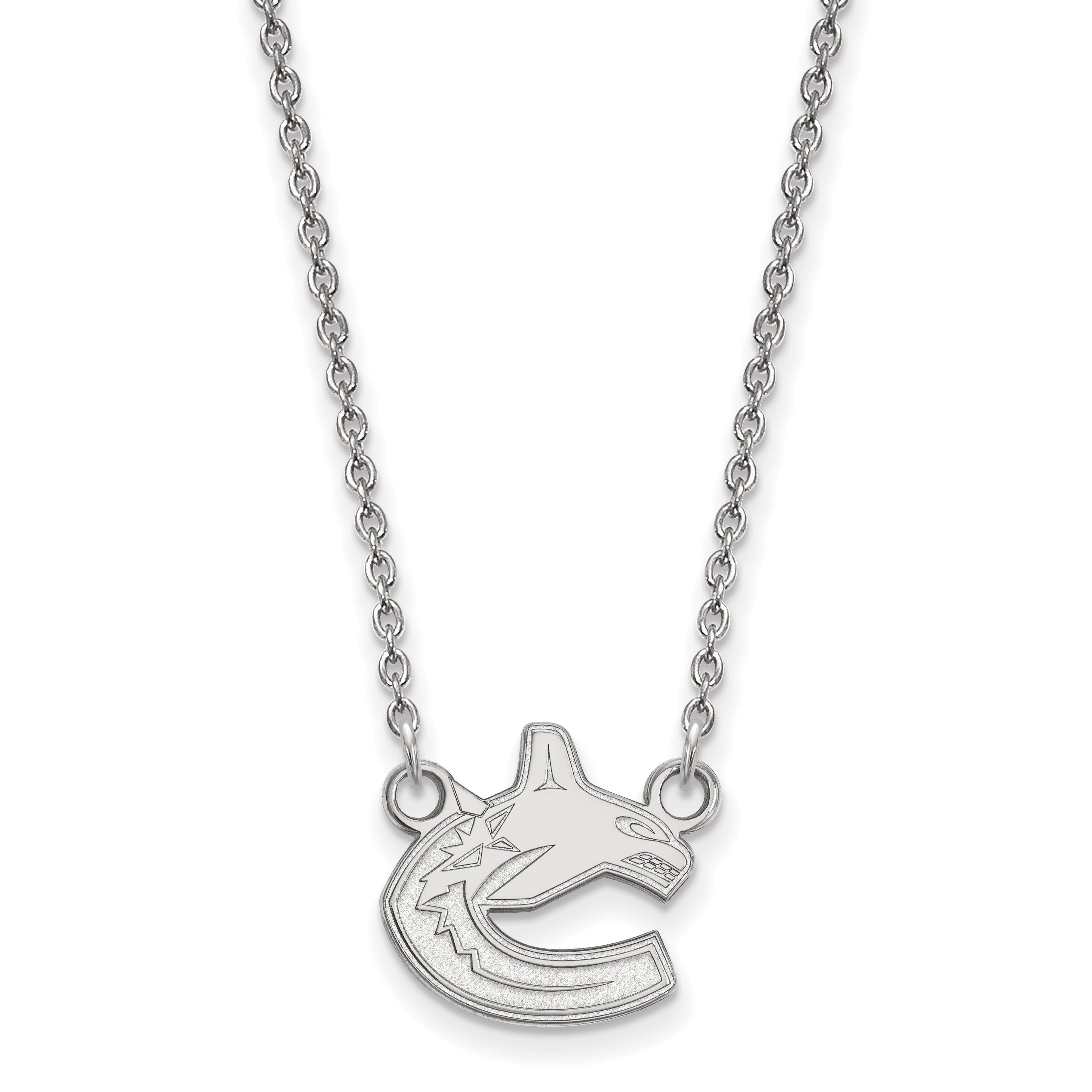 10K White Gold Nhl Logoart Vancouver Canucks Small Pendant 18 Inch Necklace