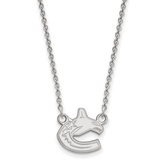10K White Gold Nhl Logoart Vancouver Canucks Small Pendant 18 Inch Necklace