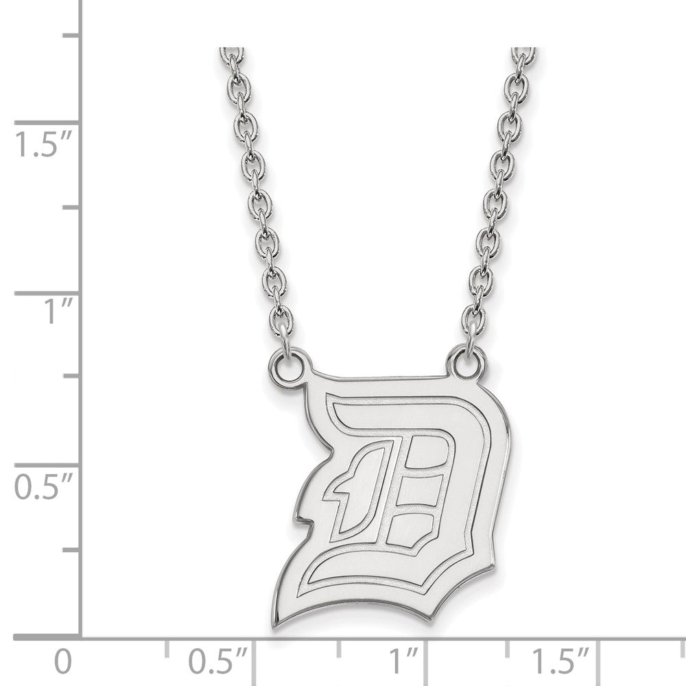 Sterling Silver Rhodium Plated Logoart Duquesne University Letter D Large Pendant 18 Inch Necklace