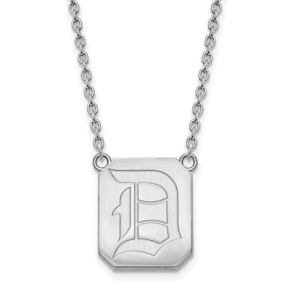 Sterling Silver Rhodium Plated Logoart Duquesne University Letter D Large Pendant 18 Inch Necklace