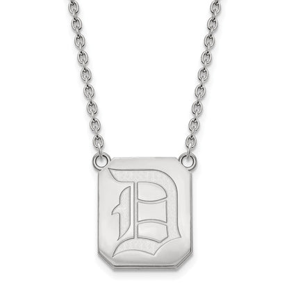 Sterling Silver Rhodium Plated Logoart Duquesne University Letter D Large Pendant 18 Inch Necklace