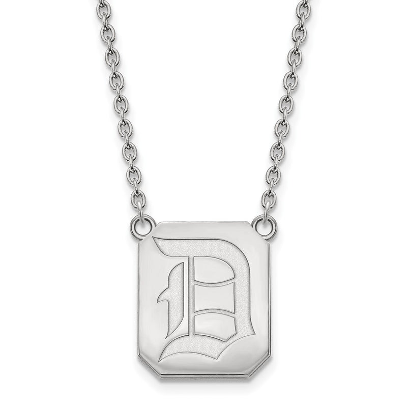 Sterling Silver Rhodium Plated Logoart Duquesne University Letter D Large Pendant 18 Inch Necklace