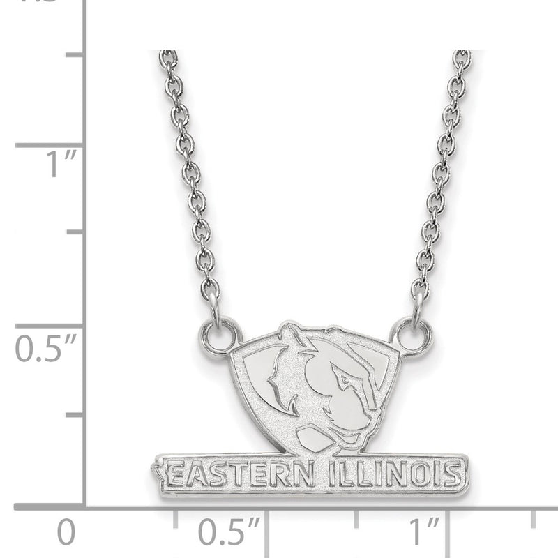 14K White Gold Logoart Eastern Illinois University Small Pendant 18 Inch Necklace