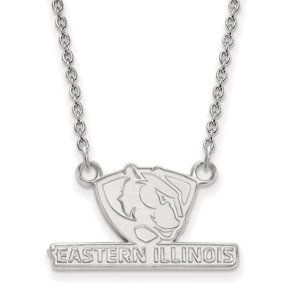 10K White Gold Logoart Eastern Illinois University Small Pendant 18 Inch Necklace
