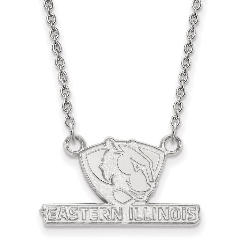 10K White Gold Logoart Eastern Illinois University Small Pendant 18 Inch Necklace