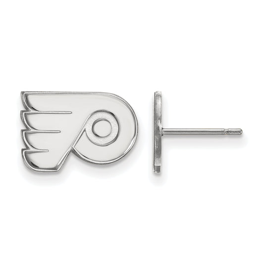 10K White Gold Nhl Logoart Philadelphia Flyers Extra Small Post Earrings