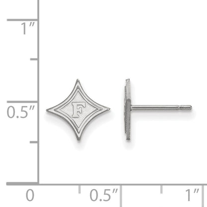 Sterling Silver Rhodium Plated Logoart Furman University Extra Small Post Earrings