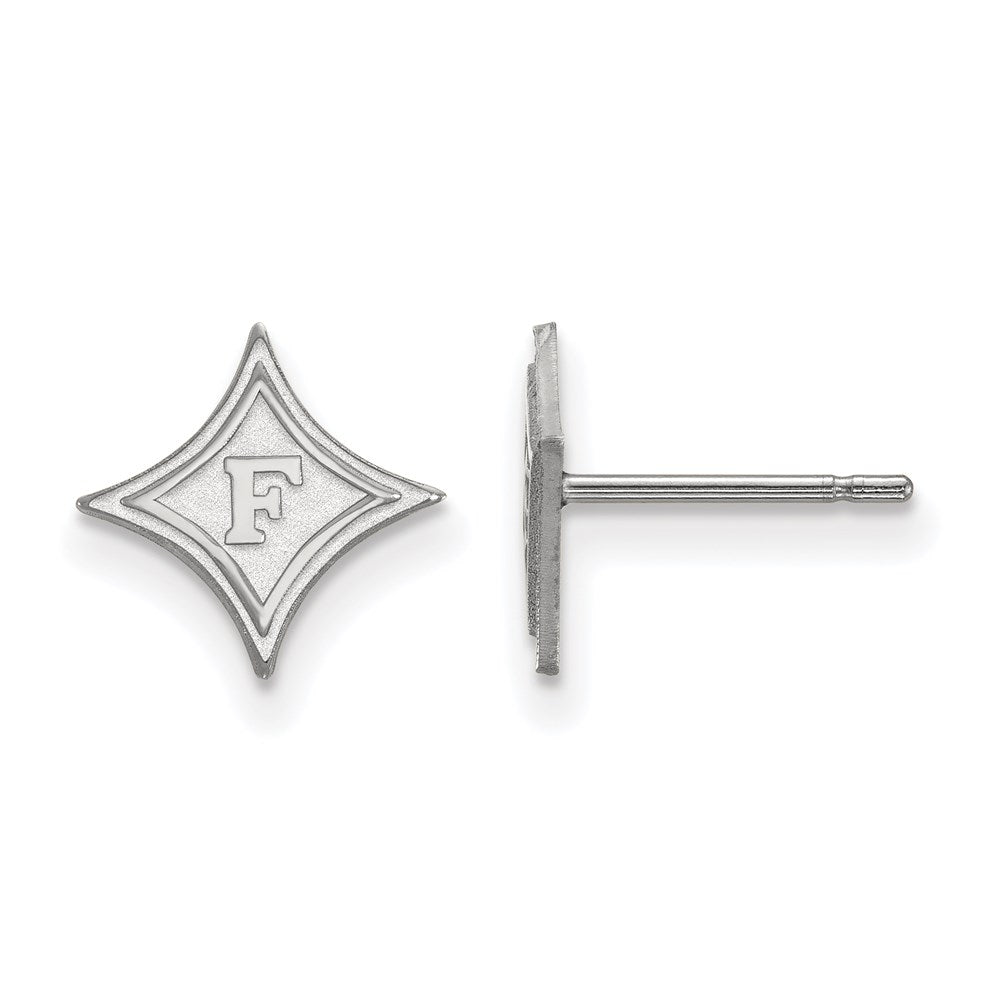 Sterling Silver Rhodium Plated Logoart Furman University Extra Small Post Earrings