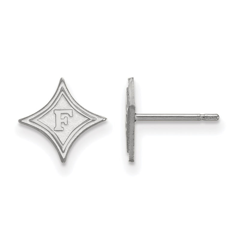 Sterling Silver Rhodium Plated Logoart Furman University Extra Small Post Earrings
