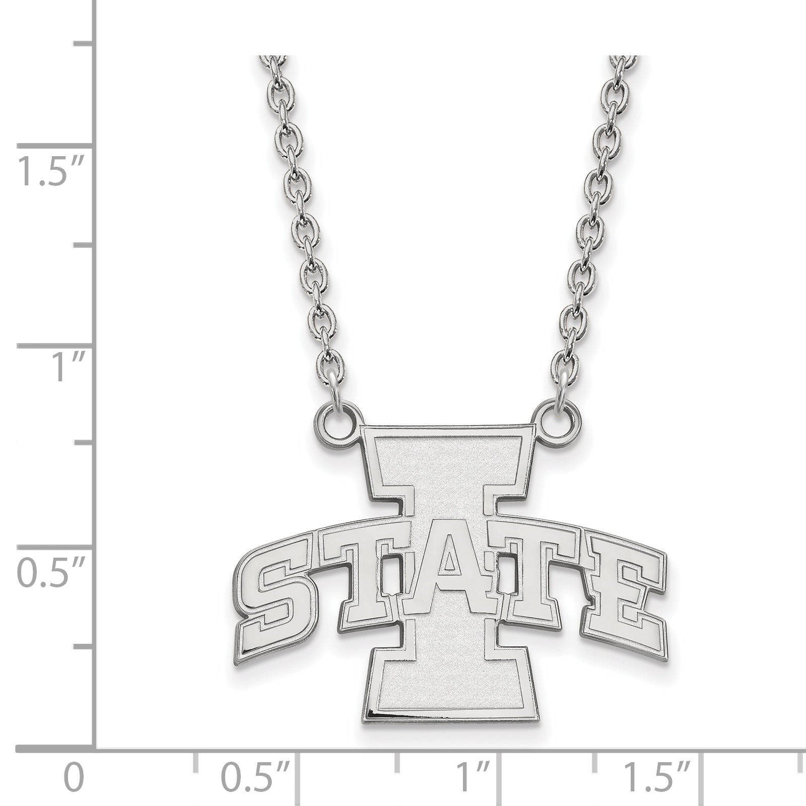 10K White Gold Logoart Iowa State University Large Pendant 18 Inch Necklace