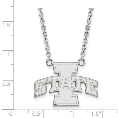 10K White Gold Logoart Iowa State University Large Pendant 18 Inch Necklace