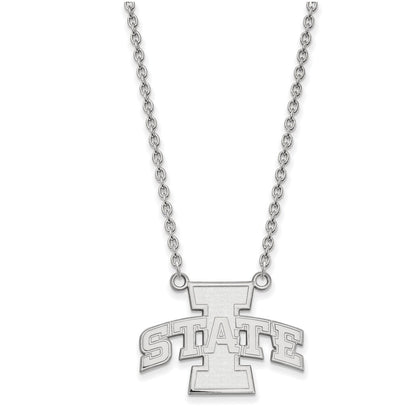 10K White Gold Logoart Iowa State University Large Pendant 18 Inch Necklace