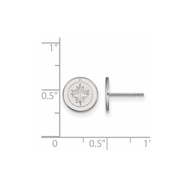 Sterling Silver Rhodium Plated Nhl Logoart Winnipeg Jets Extra Small Post Earrings