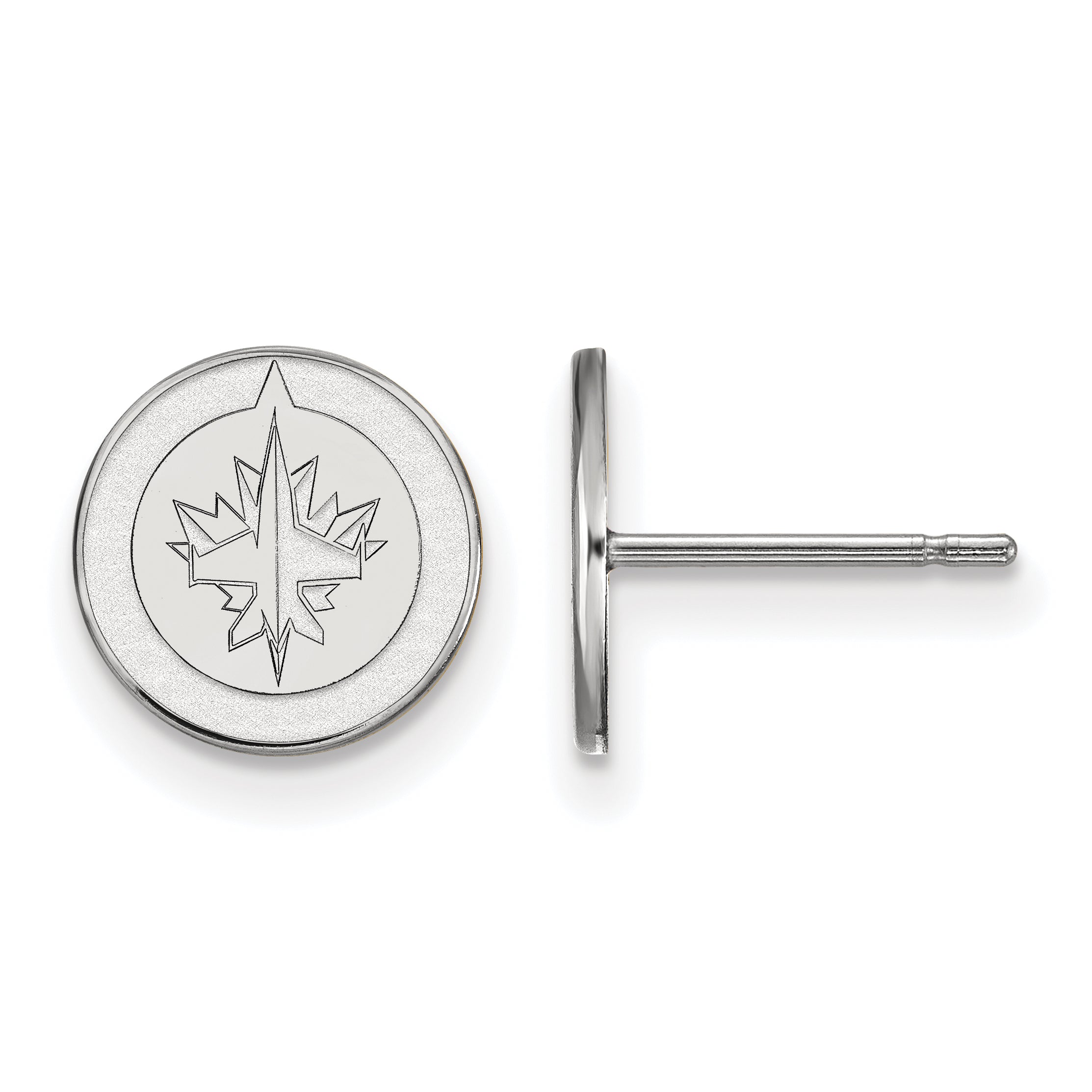 Sterling Silver Rhodium Plated Nhl Logoart Winnipeg Jets Extra Small Post Earrings