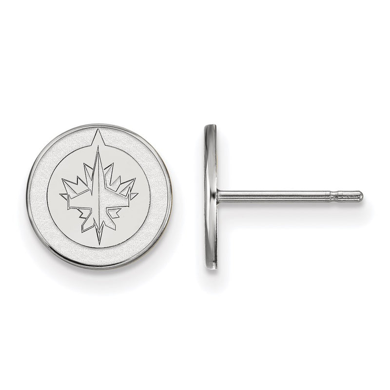 Sterling Silver Rhodium Plated Nhl Logoart Winnipeg Jets Extra Small Post Earrings