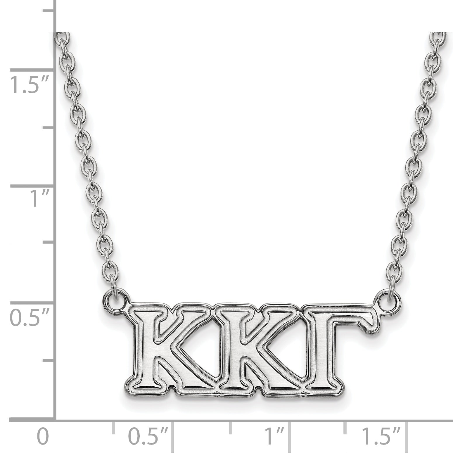 Sterling Silver Rhodium Plated Logoart Kappa Gamma Sorority Greek Letters Medium Pendant 18 Inch Necklace